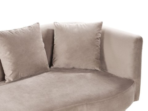 Szezlong welurowy prawostronny beżowoszary CHAUMONT