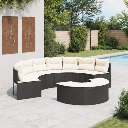 2-częściowy zestaw mebli ogrodowych z półokrągłą sofą, czarny Lumarko!