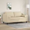 2-osobowa sofa z poduszkami, kremowa, 140 cm, tkanina