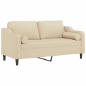 2-osobowa sofa z poduszkami, kremowa, 140 cm, tkanina