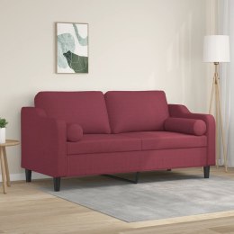 2-osobowa sofa z poduszkami, winna czerwień, 140 cm, tkanina