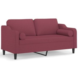 2-osobowa sofa z poduszkami, winna czerwień, 140 cm, tkanina