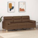 3-osobowa sofa z poduszkami, brązowa, 180 cm, tkanina