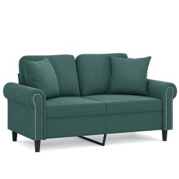 2-osobowa sofa z poduszkami, ciemnozielona, 120 cm, aksamit