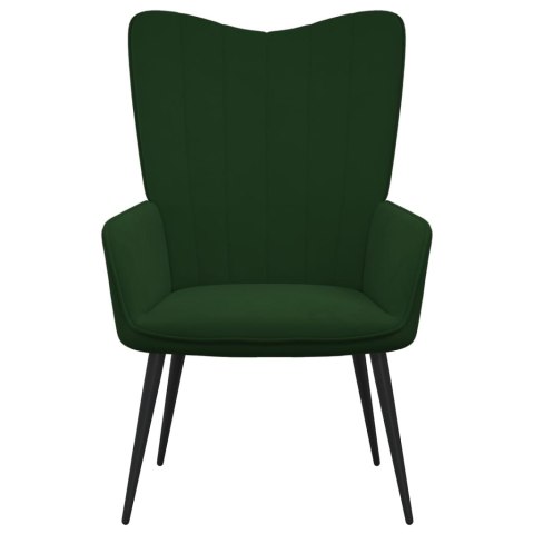 Fotel, ciemnozielony, obity aksamitem