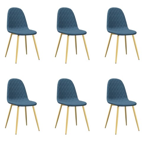 Krzesła stołowe, 6 szt, niebieskie, obite aksamitem