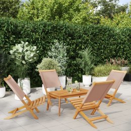 Składane krzesła ogrodowe, 4 szt, tkanina taupe i drewno