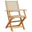 Składane krzesła ogrodowe, 8 szt, beżowy polirattan i drewno