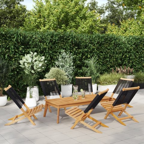 Składane krzesła ogrodowe, 6 szt, czarne, lite drewno akacjowe