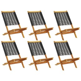 Składane krzesła ogrodowe, 6 szt, czarne, lite drewno akacjowe