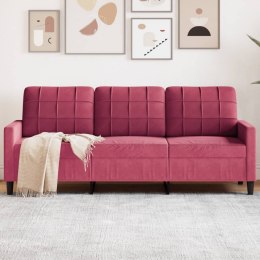 Sofa 3-osobowa, winna czerwień, 180 cm, obita aksamitem