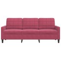 Sofa 3-osobowa, winna czerwień, 180 cm, obita aksamitem