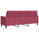 Sofa 3-osobowa, winna czerwień, 180 cm, obita aksamitem