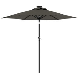 Parasol ogrodowy LED, stalowy słupek, antracyt, 225x225x212 cm