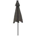 Parasol ogrodowy LED, stalowy słupek, antracyt, 225x225x212 cm