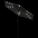 Parasol ogrodowy LED, stalowy słupek, antracyt, 225x225x212 cm