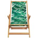 Składane krzesła plażowe 2 szt, wzór w liście tkanina i drewno