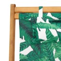 Składane krzesła plażowe 2 szt, wzór w liście tkanina i drewno