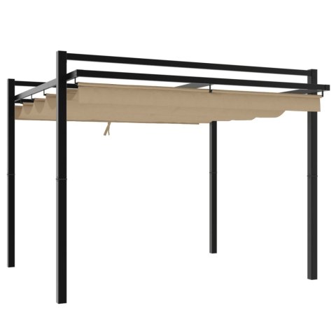 Altana ogrodowa ze zwijanym dachem, taupe, 3x3 m, aluminium