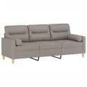 3-osobowa sofa z poduszkami, kolor taupe, 180 cm, tkanina