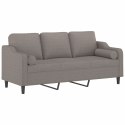 3-osobowa sofa z poduszkami, kolor taupe, 180 cm, tkanina