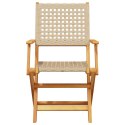 Składane krzesła ogrodowe, 4 szt, beżowy polirattan i drewno
