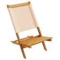 Składane krzesła ogrodowe, 6 szt, beżowa tkanina i drewno