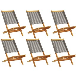 Składane krzesła ogrodowe, 6 szt, szare, lite drewno akacjowe