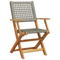 Składane krzesła ogrodowe, 6 szt, szare, polirattan i drewno
