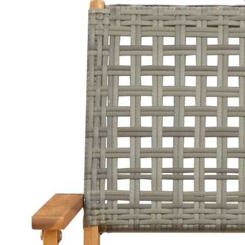 Składane krzesła ogrodowe, 6 szt, szare, polirattan i drewno