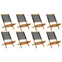 Składane krzesła ogrodowe, 8 szt, czarne, lite drewno akacjowe