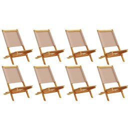 Składane krzesła ogrodowe, 8 szt, tkanina taupe i drewno