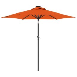 Parasol ogrodowy LED, stalowy słupek, terakota, 225x225x212 cm