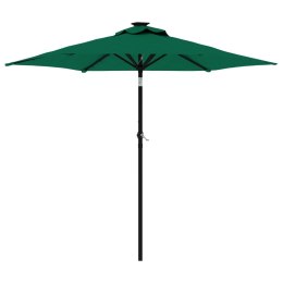 Parasol ogrodowy na stalowym słupku, zielony, 225x225x212 cm