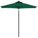 Parasol ogrodowy na stalowym słupku, zielony, 225x225x212 cm