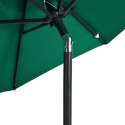 Parasol ogrodowy na stalowym słupku, zielony, 225x225x212 cm