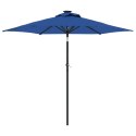 Parasol ogrodowy LED, stalowy słupek, lazurowy, 225x225x212 cm