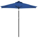 Parasol ogrodowy LED, stalowy słupek, lazurowy, 225x225x212 cm