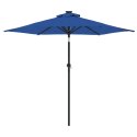 Parasol ogrodowy LED, stalowy słupek, lazurowy, 225x225x212 cm