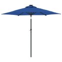 Parasol ogrodowy LED, stalowy słupek, lazurowy, 225x225x212 cm