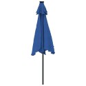 Parasol ogrodowy LED, stalowy słupek, lazurowy, 225x225x212 cm