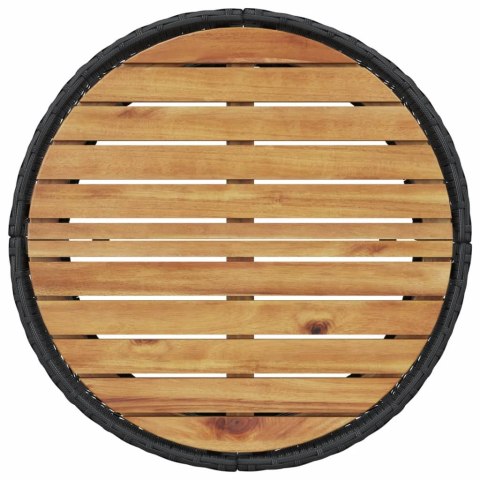 Sofa ogrodowa, stolik i poduszki, okrągła, czarny rattan PE