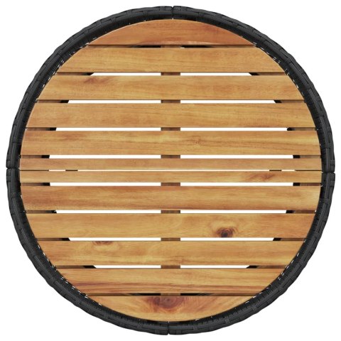 Sofa ogrodowa, stolik i poduszki, półokrągła, czarny rattan PE