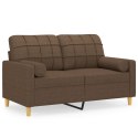 2-osobowa sofa z poduszkami, brązowa, 120 cm, tkanina