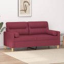 2-osobowa sofa z poduszkami, winna czerwień, 140 cm, tkanina