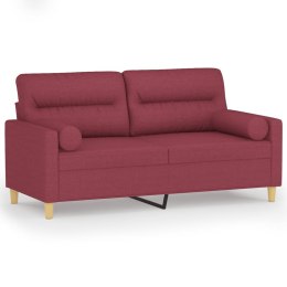 2-osobowa sofa z poduszkami, winna czerwień, 140 cm, tkanina