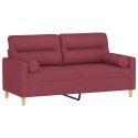 2-osobowa sofa z poduszkami, winna czerwień, 140 cm, tkanina