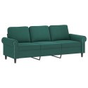 3-osobowa sofa z poduszkami, ciemnozielona, 180 cm, aksamit