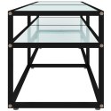 Szafka pod TV, biały marmur, 160x40x40,5 cm, szkło hartowane