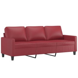 3-osobowa sofa, winna czerwień, 180 cm, sztuczna skóra